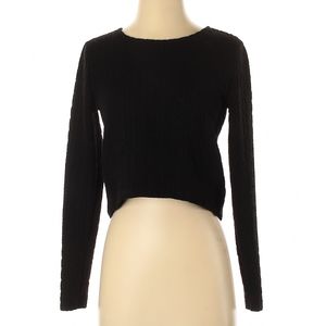 Aqua black cable knit crop top